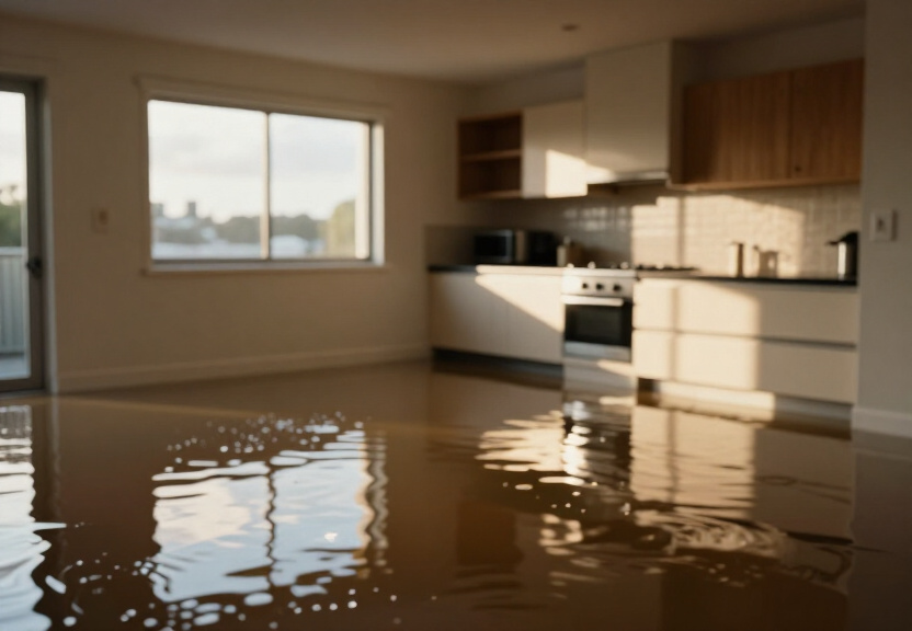 Flooded basement in Sefton before drying